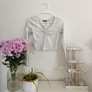 SHEIN white crop top with a tie piece